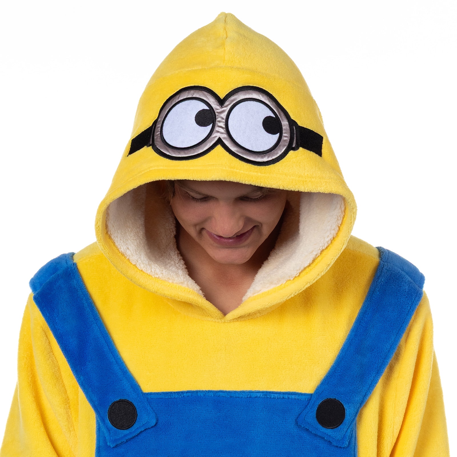 Minions Costume Adult Fleece Oversized Blanket Hoodie Sleeper Pullover Pajama Loungewear