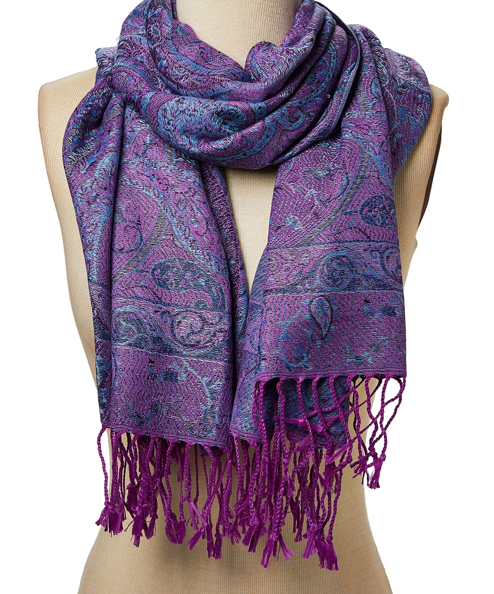 Oussum Women's Scarfs Acrylic Paisley Fringe Trim Winter Scarf for