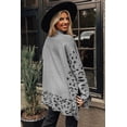 thumbnail image 3 of Women's Gray Leopard High Neck Oversized Side Slit Sweater - [ZhiHiMeRi] | (US 18-20)2XL, 3 of 6