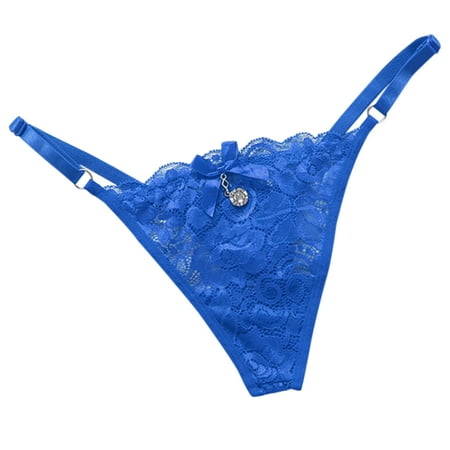 

HEVIRGO Women G-string Spaghetti Strap Lace Solid Color Low Waist Adjustable Pornographic Elastic One Size Women Panties for Inner Wear
