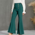 thumbnail image 1 of AherBiu Womens Dress Pants High Waisted Slimming Stretch Flared Pants Double-Breasted Business Work Pants, 1 of 7