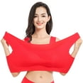 thumbnail image 4 of ATOYSOY Plus Size Sports Everyday Bra Breathable Push Up Underwear Wireless Seamless Support Full Coverage Silk Workout Running Gym Yoga Girls Teens Comfy Bra Red, 4 of 5