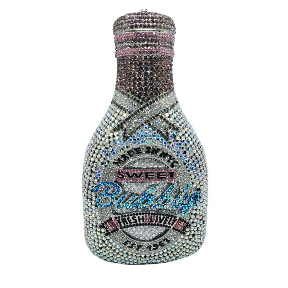 StyleSack Champagne Bottle Rhinestone Clutch Purse - Sparkly Evening Bag for Bride, Party, Cocktail