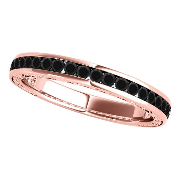 Aonejewelry 0.50 Ct. Ttw Black Diamond Channel Set Wedding Band in 14K Rose Gold
