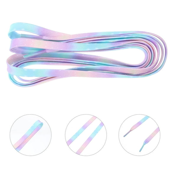 Worgeous 1 Pair Tie Dye Gradient Flat Laces For Casual Wear Multi Colored Cloth