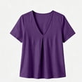 thumbnail image 4 of Dvprdro Womens Cotton Linen V Neck Short Sleeve Tops Summer Casual Solid Light weight Blouses Tees, 4 of 10
