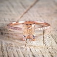 thumbnail image 5 of Emerald Cut Morganite Solitaire With Accent Wedding Engagement Bridal Set Ring For Women 14k Rose Gold Finish, 925 Sterling Silver, 5 of 6