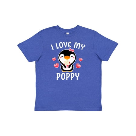 Inktastic I Love My Poppy with Cute Penguin and Hearts Youth T-Shirt