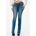 thumbnail image 2 of Grace in LA Women's Heavy Stitching Embroidered Pockets Distressed Bootcut Jeans (25, Blue Stonewashed), 2 of 3