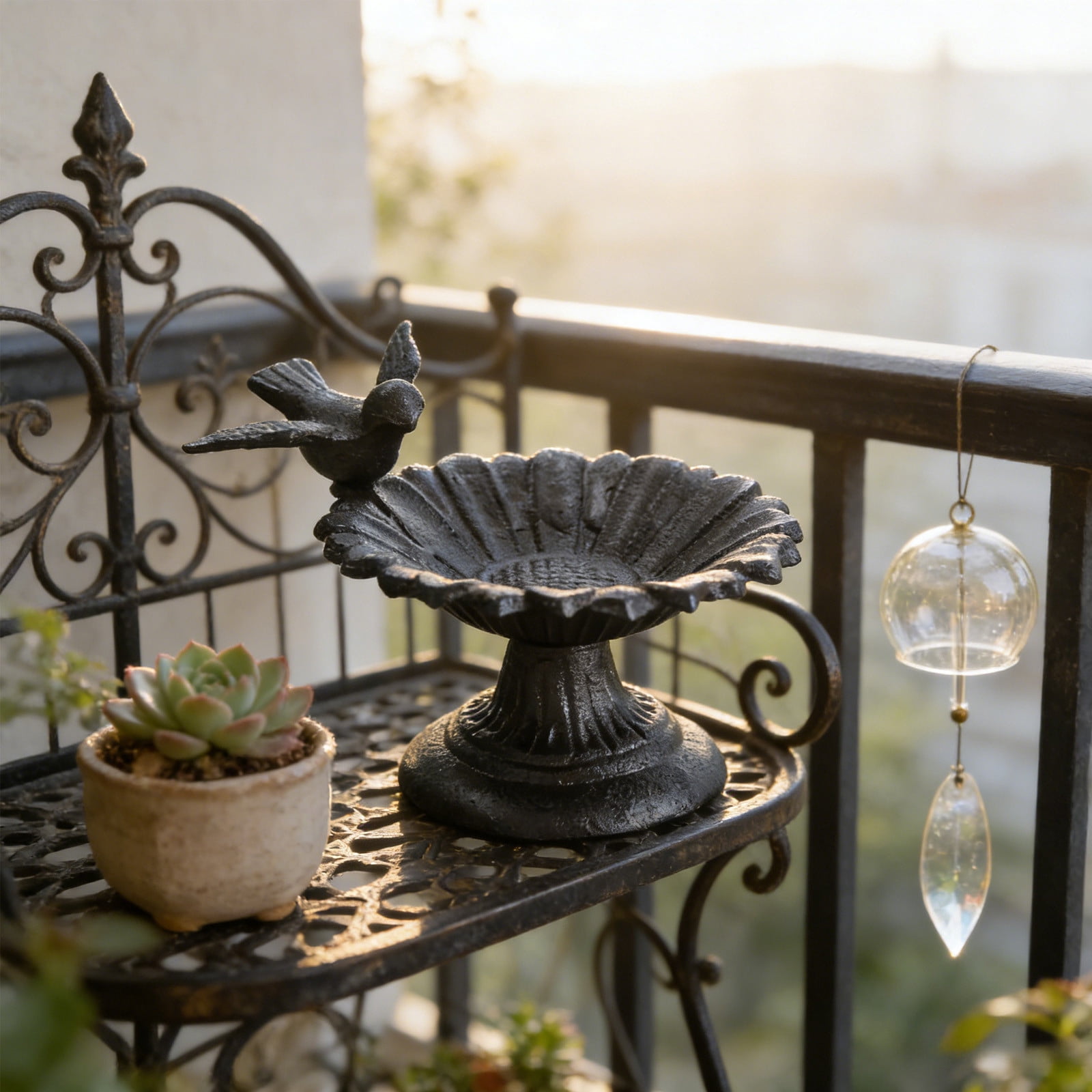 Cast Iron Bird Baths for Outdoors, Cast Iron Bird Feeder, Metal Bird Bath, Home Garden Lawn Yard Table Decorations