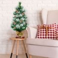 thumbnail image 2 of Patiojoy 24" Snow Flocked Pine Artificial Christmas Tree Tabletop Xmas Tree W/ Burlap Base, 2 of 10