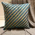 thumbnail image 3 of Decorative Pillow Cover 20x20 inch (50x50 cm) Teal Blue, Diagonal Metallic Pintucks Pillow Case, Modern Pillow Cover, Square Silk Pillow Cover Couch, Striped - Unfolding Teal Copper, 3 of 10