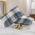 thumbnail image 2 of Lumbar Pillow Covers 20x12 Inch Set of 2, Blue Brown Plaid Waterproof Outdoor Pillow Covers, Vintage Abstract Stripes Lattice Decorative Cushion Pillowcases for Couch, Sofa, Bed, Garden, Patio, 2 of 9