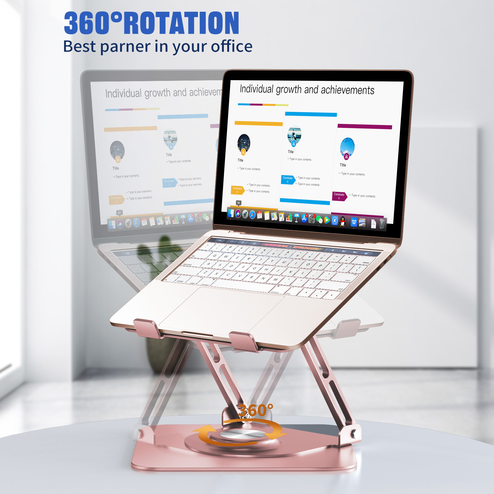 Laptop Stand for Desk, JOYEKY Aluminium Alloy 360°  Adjustable Ergonomic Riser for 10-16" Laptops