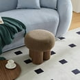 thumbnail image 4 of YesFashion Broadcloth Pleat Mushroom Stool, Mushroom Stool Ottoman Footstool Lamb Wool Seat Bedroom Bench Shoe End Of Bed Bench, Barrel PVC Pipe with Walnut Veneer, 4 of 6