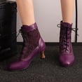 thumbnail image 5 of IUJSOY Womens Victorian Lace Booties Wedding Bridal Ankle Boots Witch Boots Mid Heel Shoes, 5 of 5