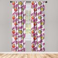 thumbnail image 3 of Ambesonne Emoji Curtains, Burning Heart Vapor Wave Art, Pair of 28"x63", Magenta Mustard and Rose, 3 of 5