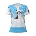thumbnail image 3 of Naloa Collie in Bathtub Print T-Shirts Short Sleeve V Neck Tees for Women Fashion Tops Trendy Lightweight Soft Casual Summer Outfits Clothes, 3 of 5