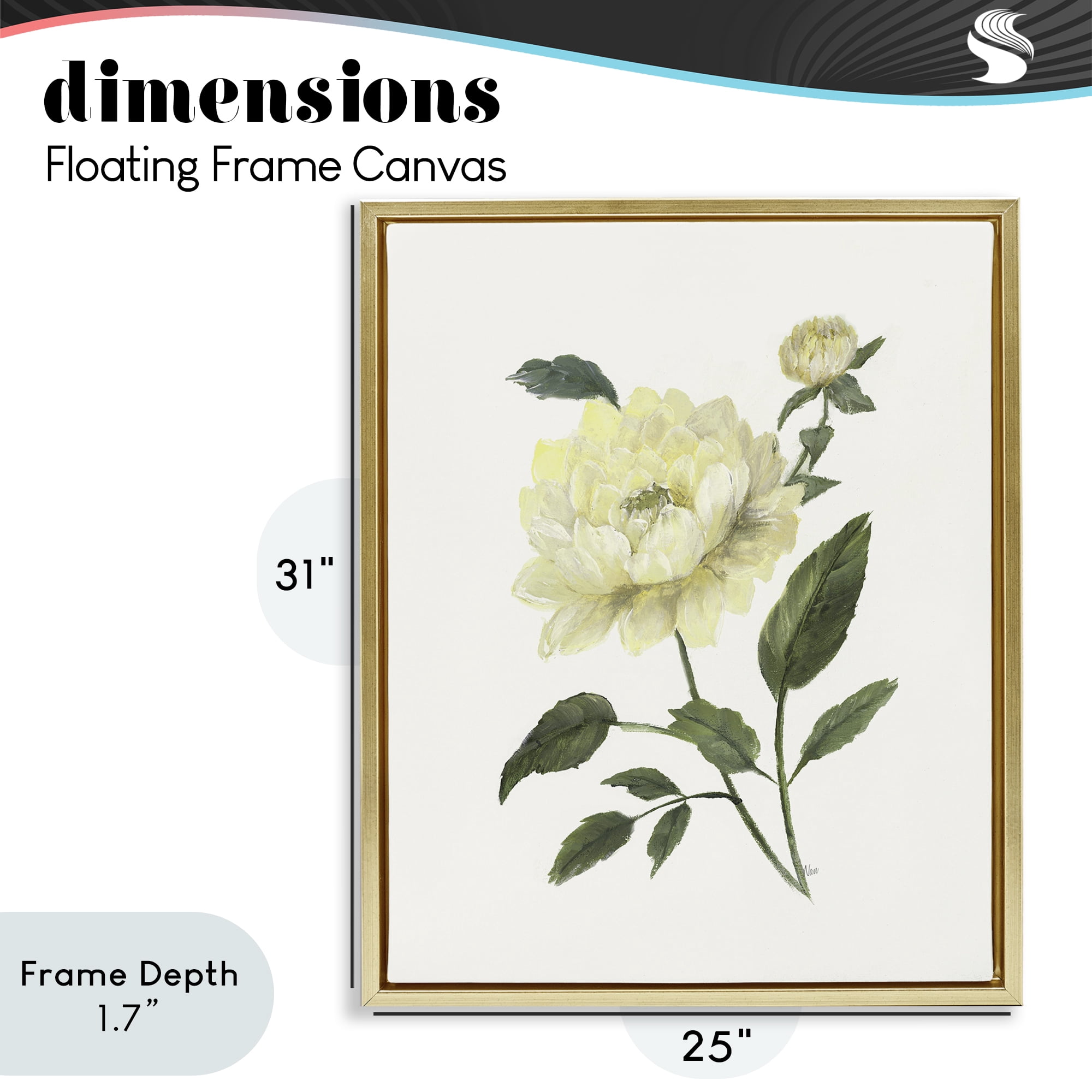 Stupell Industries Cream Garden Peony with Buds Gold Framed Floater Canvas Wall Art, design by Nan