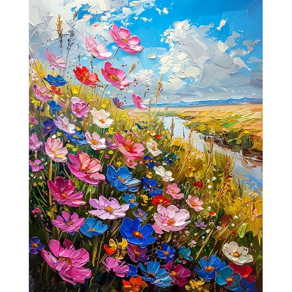 Starry Night Digital Oil Painting Set, suitable for adult beginners. Canvas landscape DIY acrylic oil painting by number, suitable for adults as a gift or home wall decoration, 40*50 cm, frameless.