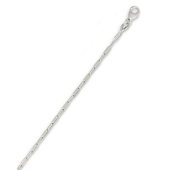 JewelStop 14K White Gold 1.5mm Paperclip Chain with Lobster Lock - 24" Individual Link measures 4.5mm