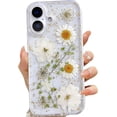 thumbnail image 1 of Funda de teléfono LSEEKA para iPhone 16 transparente con diseño de flores reales, 1 of 7