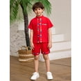 thumbnail image 6 of IDOPIP Toddler Baby Boys Mexican Outfits Short Sleeve Button Up Shirt+Shorts Traditional Ethnic Wear, 6 of 11