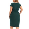 thumbnail image 4 of DARING DIVA Women's Plus Size Office Vintage Pencil Dress Bodycon Dress 4X Dark Green, 4 of 6