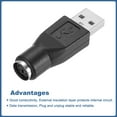 thumbnail image 4 of 2 Pcs PS/2 a USB, Adaptador PS/2 a USB Adaptador PS/2 hembra a USB macho para ratón teclado de escritorio PC laptop notebook, negro, 4 of 7