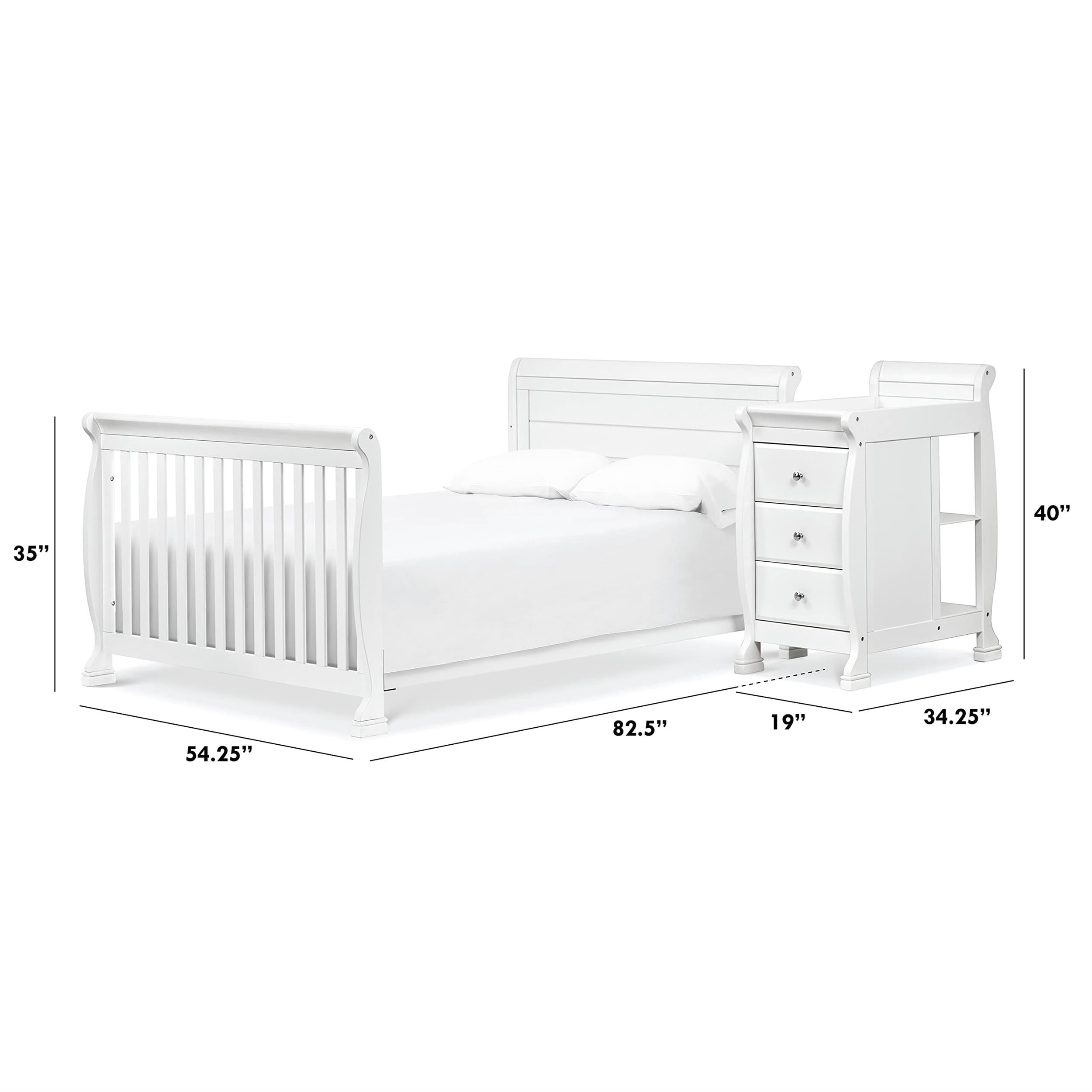 DaVinci Kalani Full-Size Pine Wood Bed Conversion Kit In White