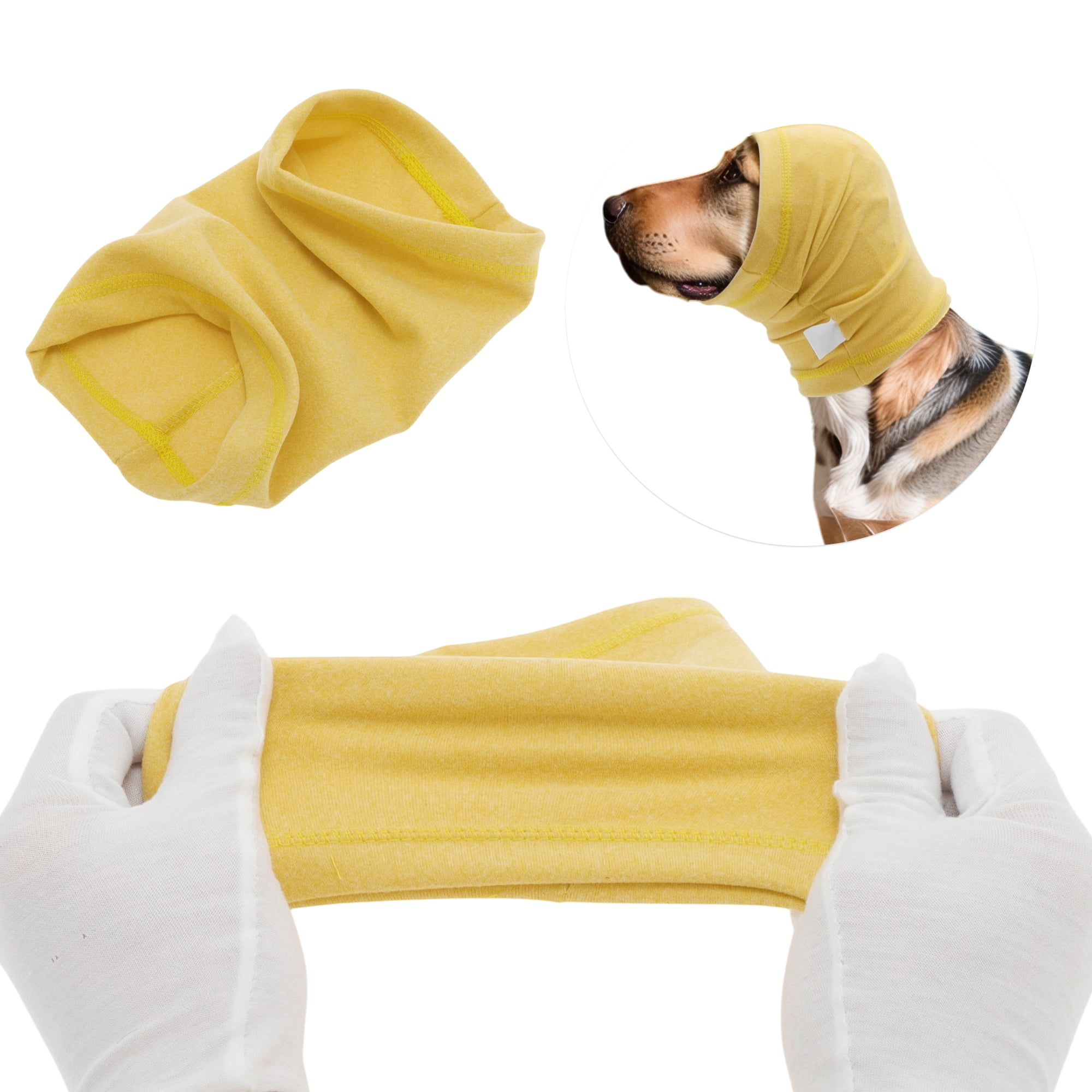 Unique Bargains Dogs Calming Headband Dog Ear Muff Noise Protection Yellow S