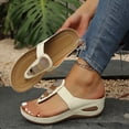 thumbnail image 6 of Caywon Women Flip Flops Thong Sandals, Metal Disc Flat Slide, Open Toe Slip On Summer, Comfortable Ladies Shoes Sandalias Mujer, 6 of 9