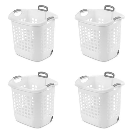 Half Price Christmas Hampers Sterilite, 1.75 Bushel/62 L Ultra™ Wheeled Laundry Basket, White, Case of 4 ()