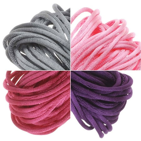 Satin Rattail Cord 1mm Pink Purple Mix 4 Color 6 Yd Ea Silver Grey Satin Rattail Cord 1mm Pink Purple Mix 4 Color 6 Yd Ea Silver Grey Hot