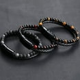 thumbnail image 2 of Natural Agate Leather Bracelet Genuine Leather Woven Multi-layer Leather Bracelet, 2 of 2