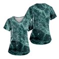 thumbnail image 2 of EHTMSAK Scrubs Tops for Women Floral with Pocket with Pocket Short Sleeve V-Neck Nurse Tops Printed Working Uniform Blouse Working Tops Dark Green 5X, 2 of 7