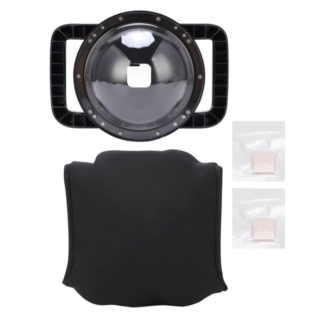 Dome Camera Housing Case, Durable Waterproof 93% Light Transmittance Dome Dual Handheld Port Protective Case 180° View For 9 Action Camera