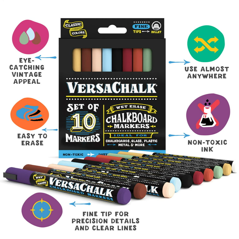 VersaChalk Classic Liquid Chalk Markers by VersaChalk (3mm Fine Tip)  Dry-Erase Marker & Reviews