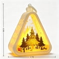 thumbnail image 6 of Christmas Hanging Night Light – Triangular LED Lamp with Tree, Santa & Snowman Pattern, Warm White Glow, Battery Operated Desktop Decor for Xmas Home, 6 of 6