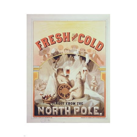 Lager Beer Vintage Ad Poster Baltimore 1877 24X36 North Pole Fresh