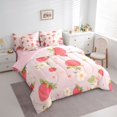 thumbnail image 3 of Homewish Girly Pink Strawberry Bedding Comforter Set for Girls, Cartoon Flower Floral King Bedding Sets, Kawaii Princess Style Reversible Bed Sheets, Super Cozy Room Decor, 3 of 7