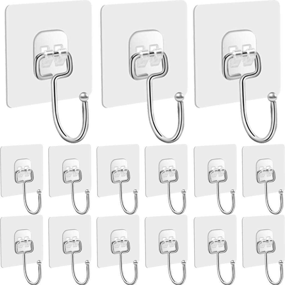 4Pack Large Adhesive Hooks Wall Hooks Rustproof and Waterproof for Heavy Duty Hanging, Reusable