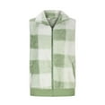 thumbnail image 3 of DeHolifer Women's Vest Winter Warm Plush Plaid Printed Sleeveless Lapel Zipper Vest Oversized 2023 Fashion Vest Green XL, 3 of 5