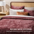 thumbnail image 2 of EVERGRACE Luxury Velvet Quilt King Size, Ultra Soft Wave Crushed Velvet Bedding Set, Lightweight Quilted Comforter Set for All Season, Oversized Bedspread Coverlet with 2 Shams, Burgundy, 2 of 8
