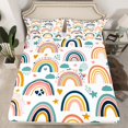 thumbnail image 2 of Homewish Bohemain Rainbow Twin Sheet Sets,Colorful Loves Stars Twin Fitted Sheet,Boho Theme 03 For Girls,Super Cozy Room Decor,3pcs, 2 of 7