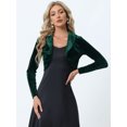 thumbnail image 4 of Bolero Elegante de Terciopelo Allegra K Crop Cardigan Cóctel Chaqueta Corta Verde oscuro XS, 4 of 6