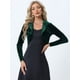 thumbnail image 4 of Bolero Elegante de Terciopelo Allegra K Crop Cardigan Cóctel Chaqueta Corta Verde oscuro XS, 4 of 6