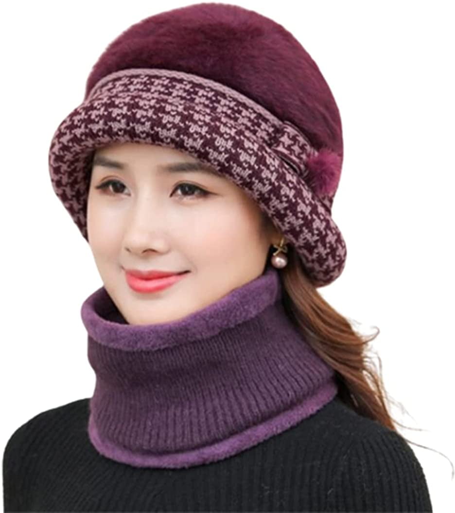 CoCopeaunts Hat and Scarf for Women Women's Hat Scarf Set Fluffy Faux