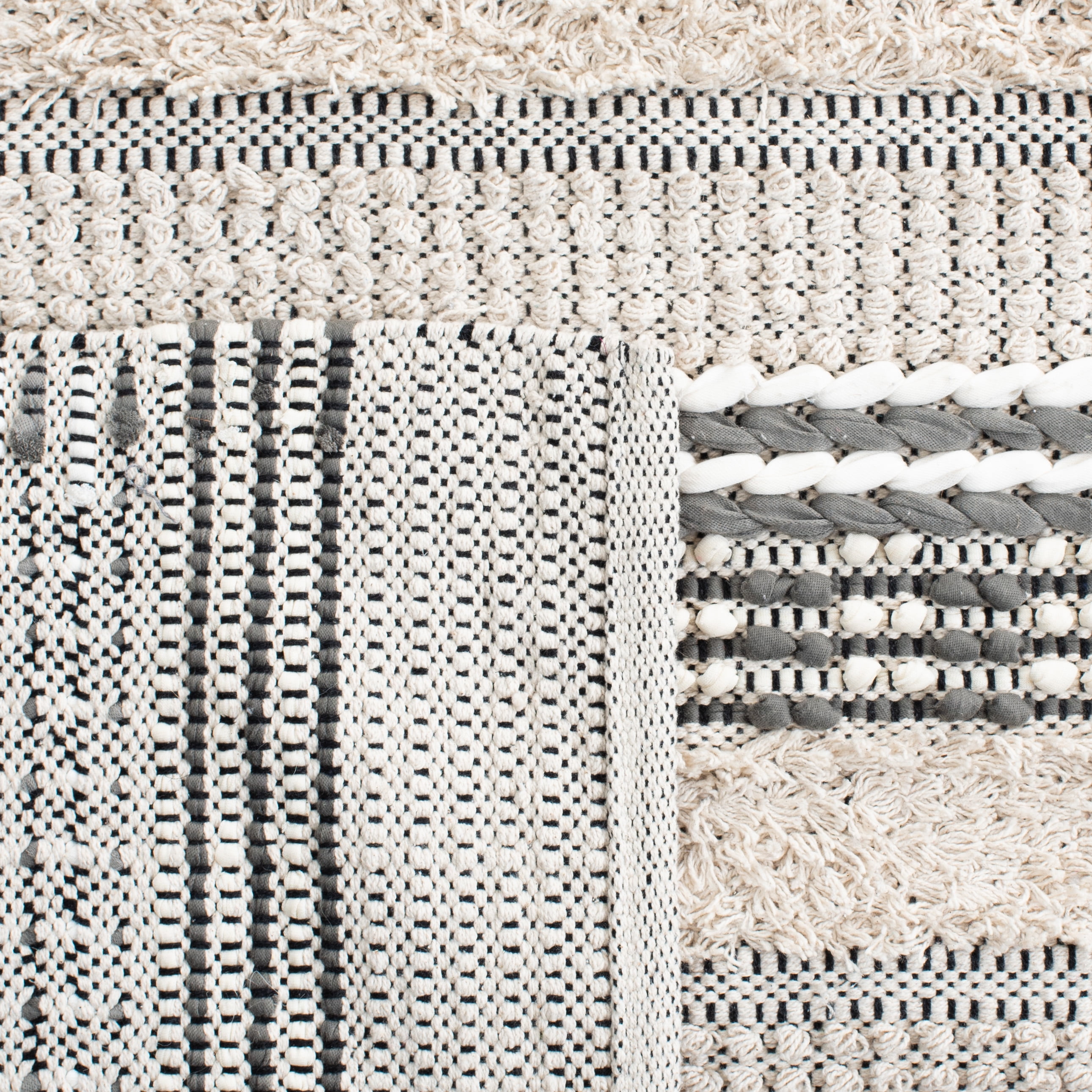 SAFAVIEH Natura Ermintrude Striped Cotton Area Rug, Beige/Grey, 6' x 9'