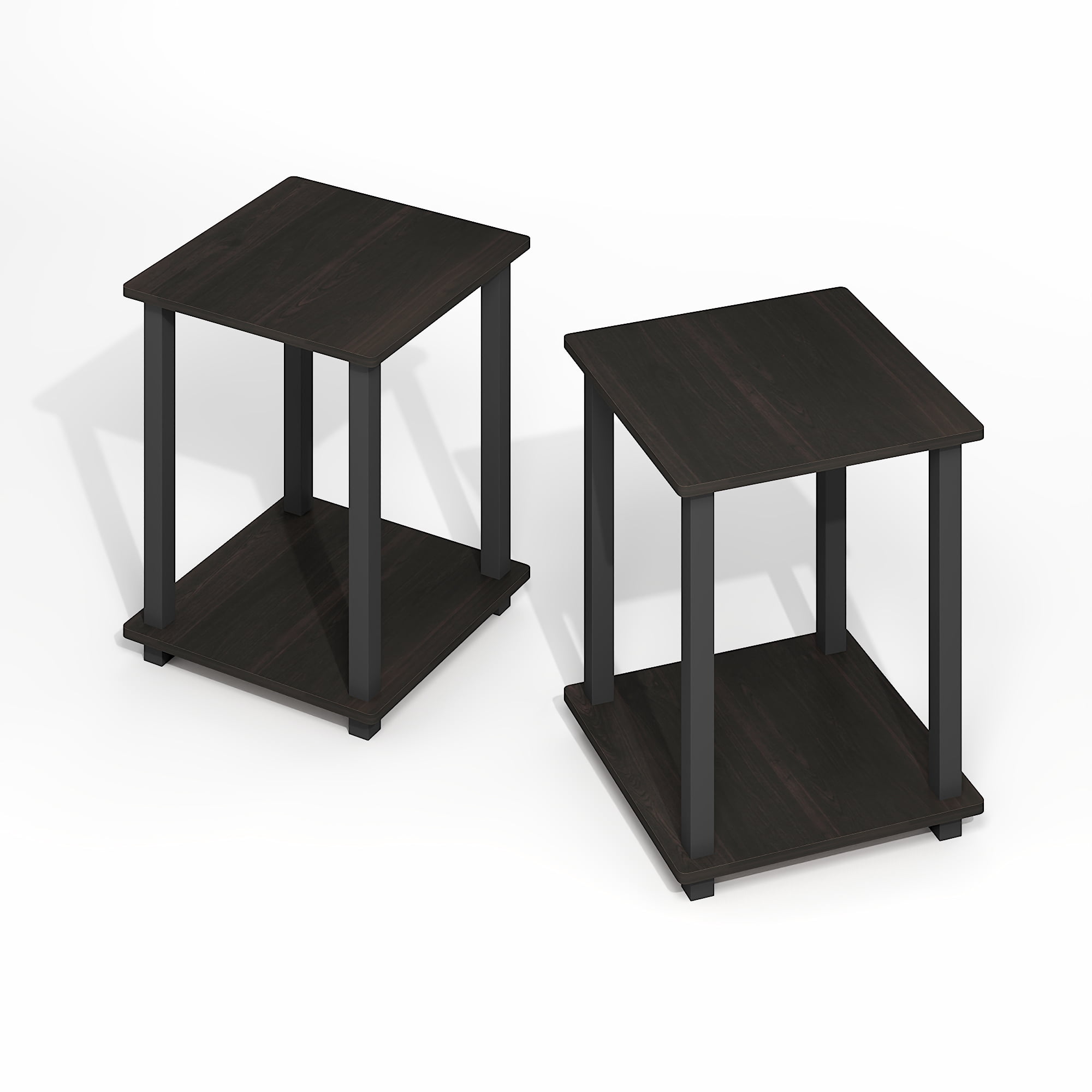 Furinno Simplistic End Table, Set of Two, Black Espresso/Black